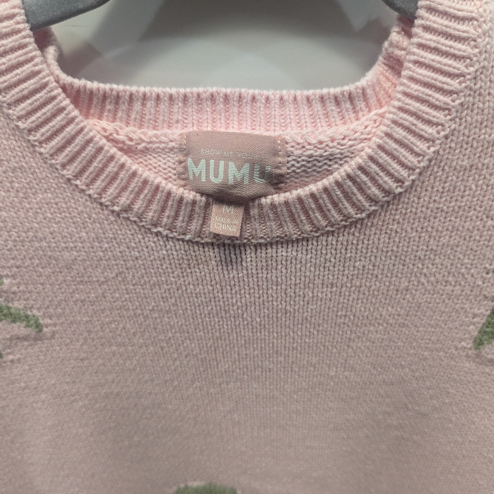 Palm Tree Pattern Pink Sweater - Picture 3 of 7